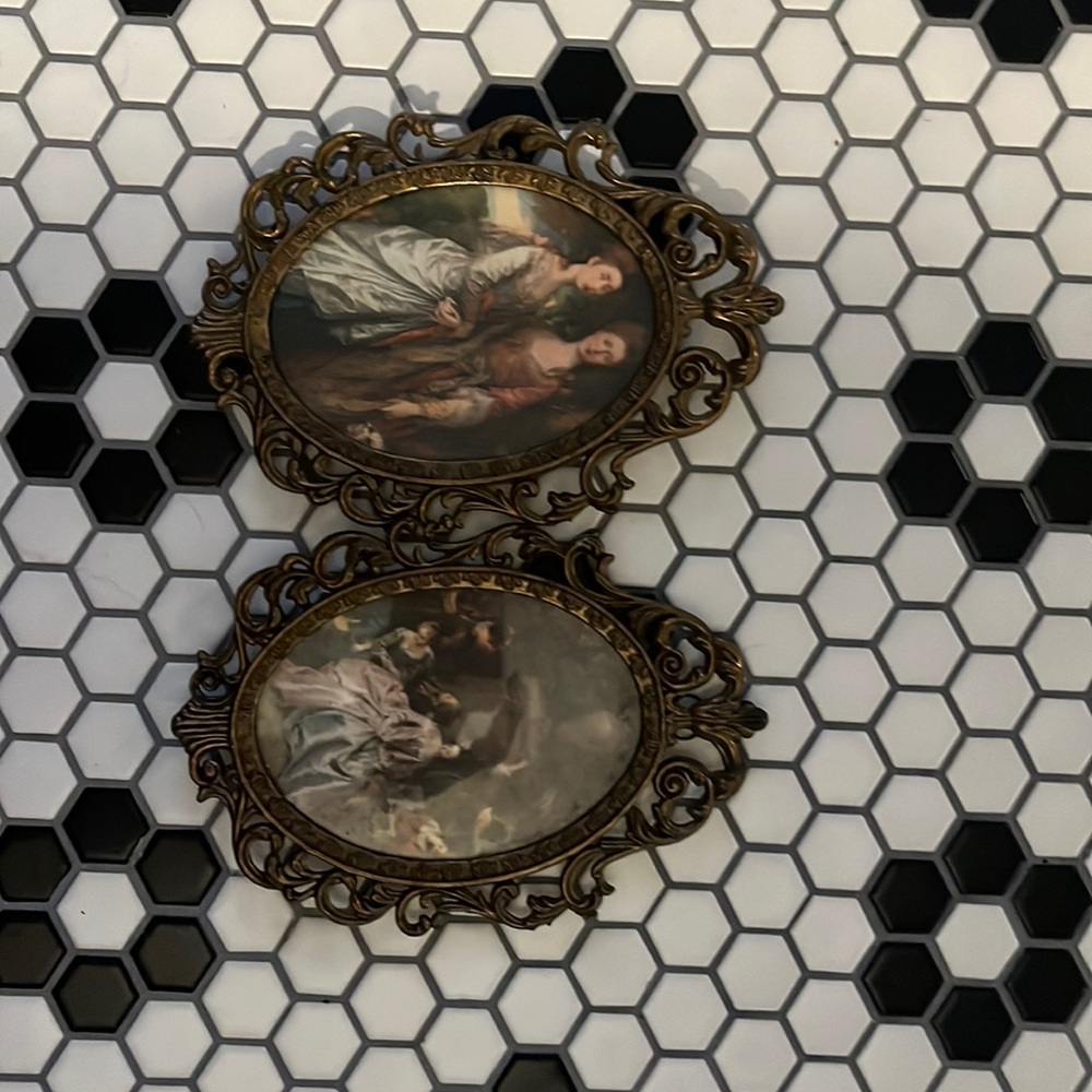 Made in Italy brass picture frames antique and Victorian style MCM